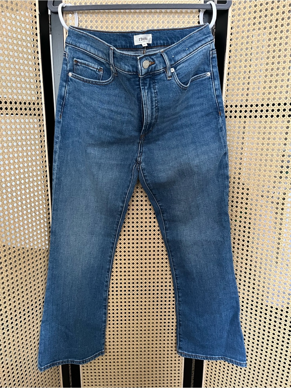 Loft Rivete Mid-Wash Kick Crop Jeans - Blue